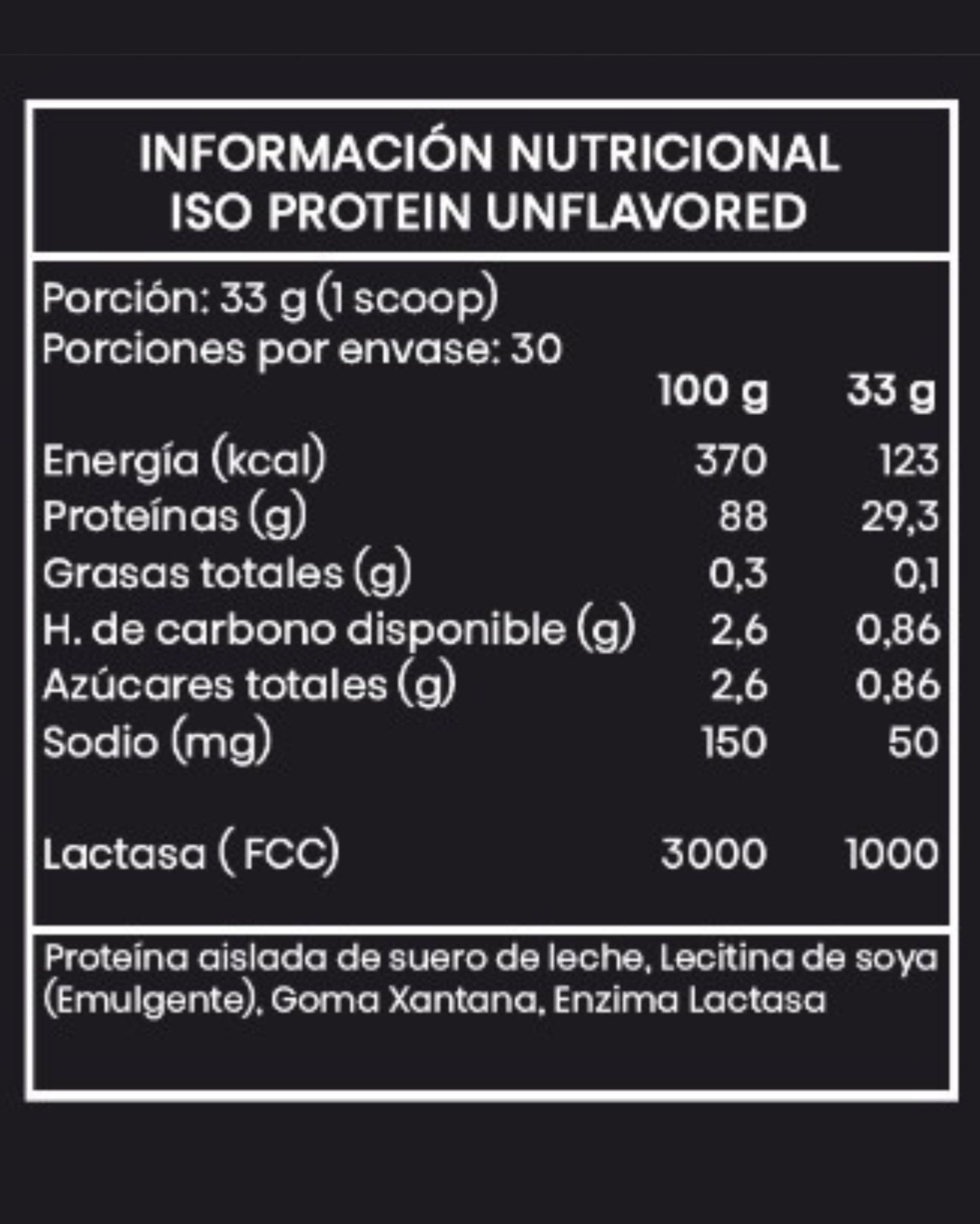 Proteína Whey Isolate Sin Sabor