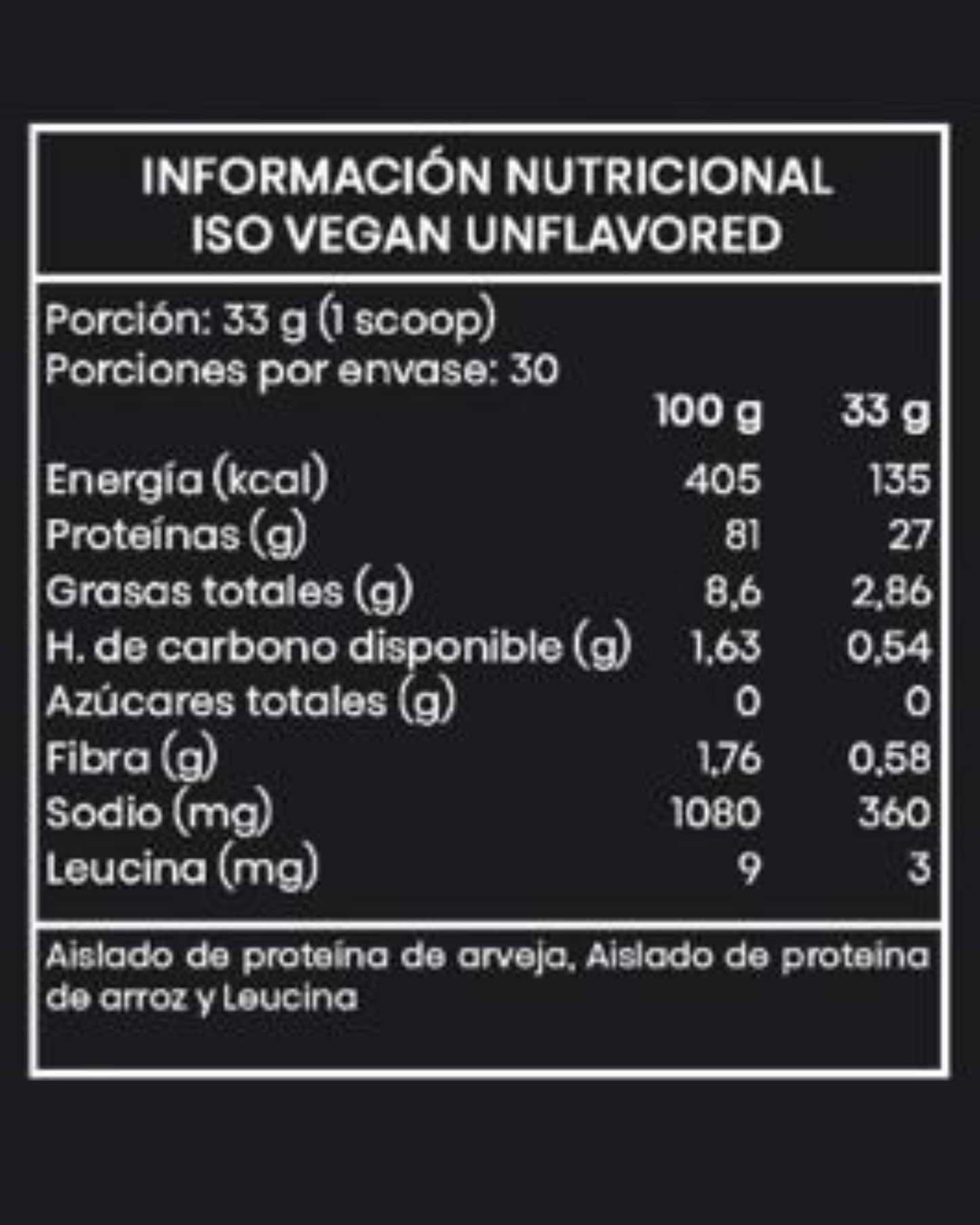 Proteína Whey Isovegan Sin Sabor