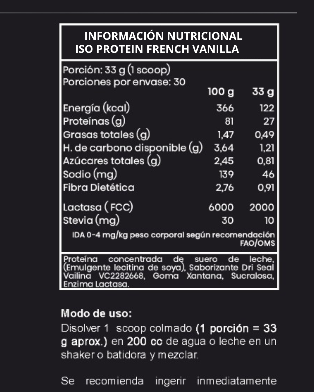 Proteína Whey Isolate French Vanilla