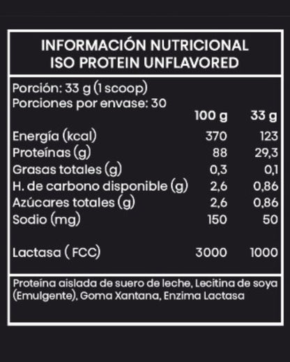 Proteína Whey Isolate Sin Sabor